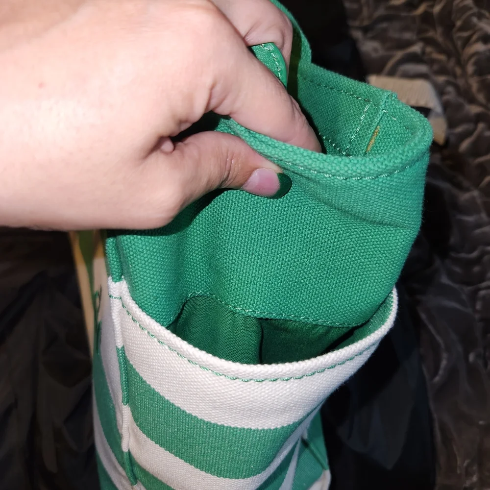 Kate Spade Green and White Striped Tote Bag
